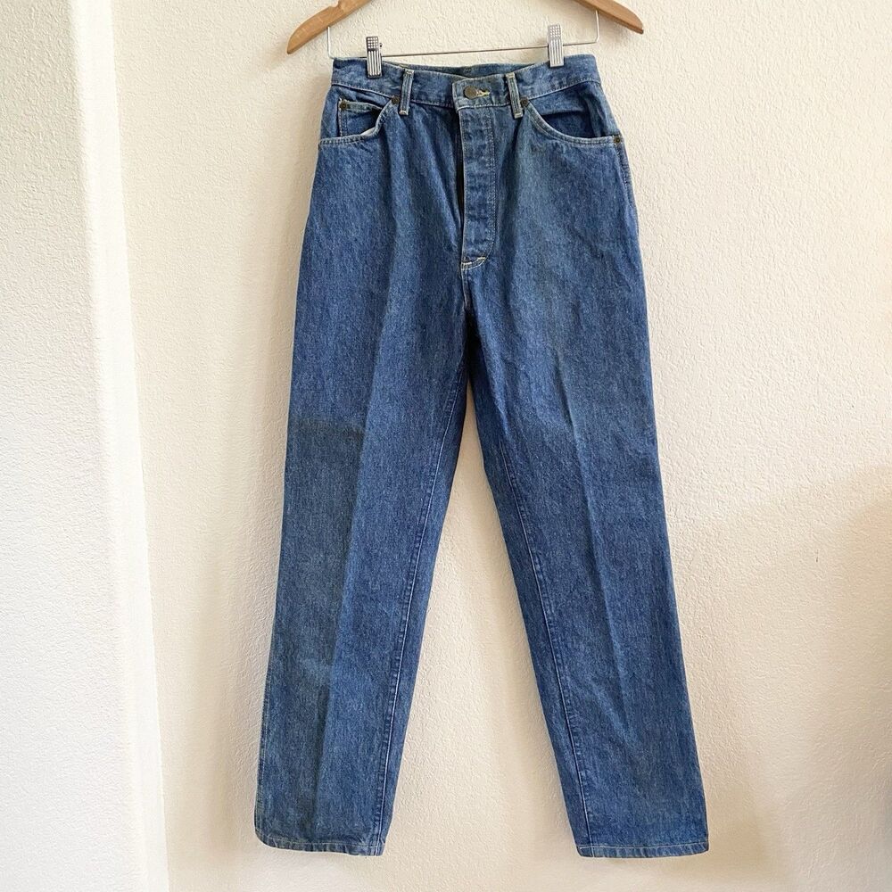 Vintage LL Bean Women's Relaxed Fit Button Fly Blue Denim Mom Jeans 27” Waist